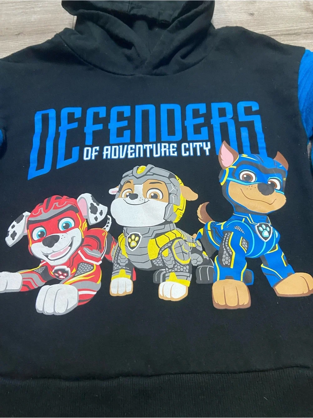 Paw Patrol 'Defenders of Adventure City' Hoodie Kids Pullover Black Blue